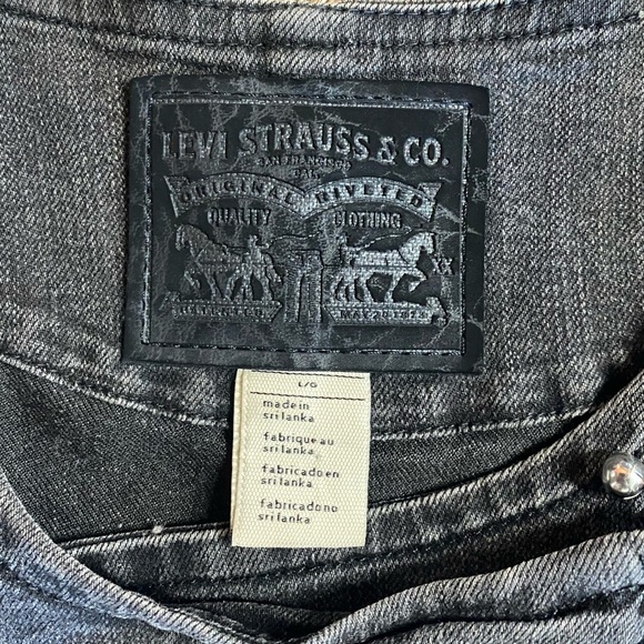 Levi’s Black Denim Moto Jacket with Zipper Sz L - Picture 2 of 7